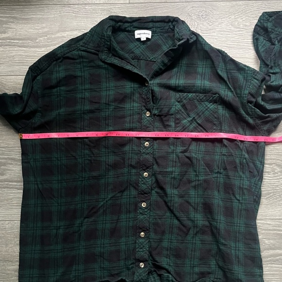 Superdown Revolve Green Blue Plaid Long Sleeve Button Down Flannel Shirt Size S - Picture 4 of 8